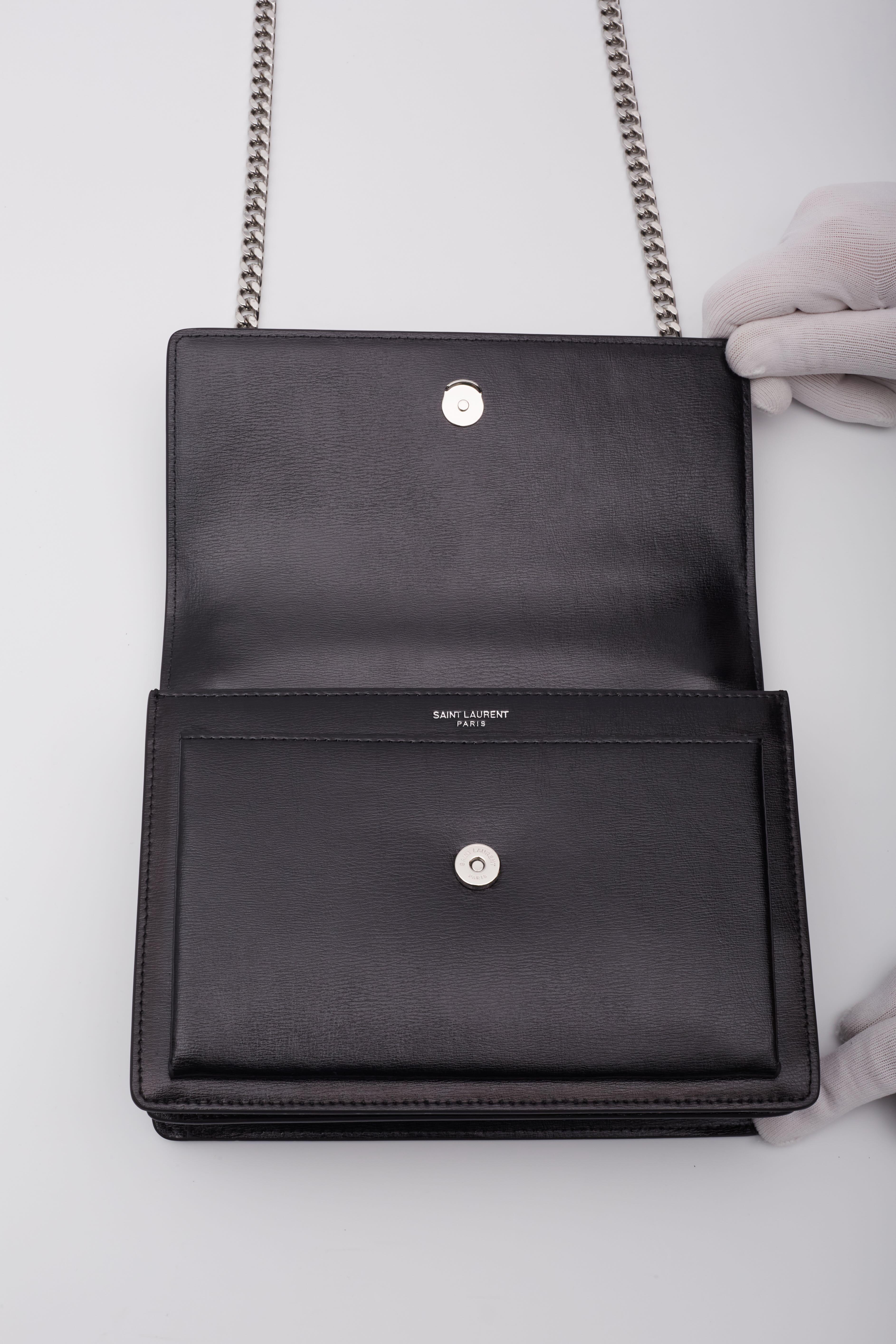 Saint Laurent Black Leather Chain Sunset Shoulder Bag 4