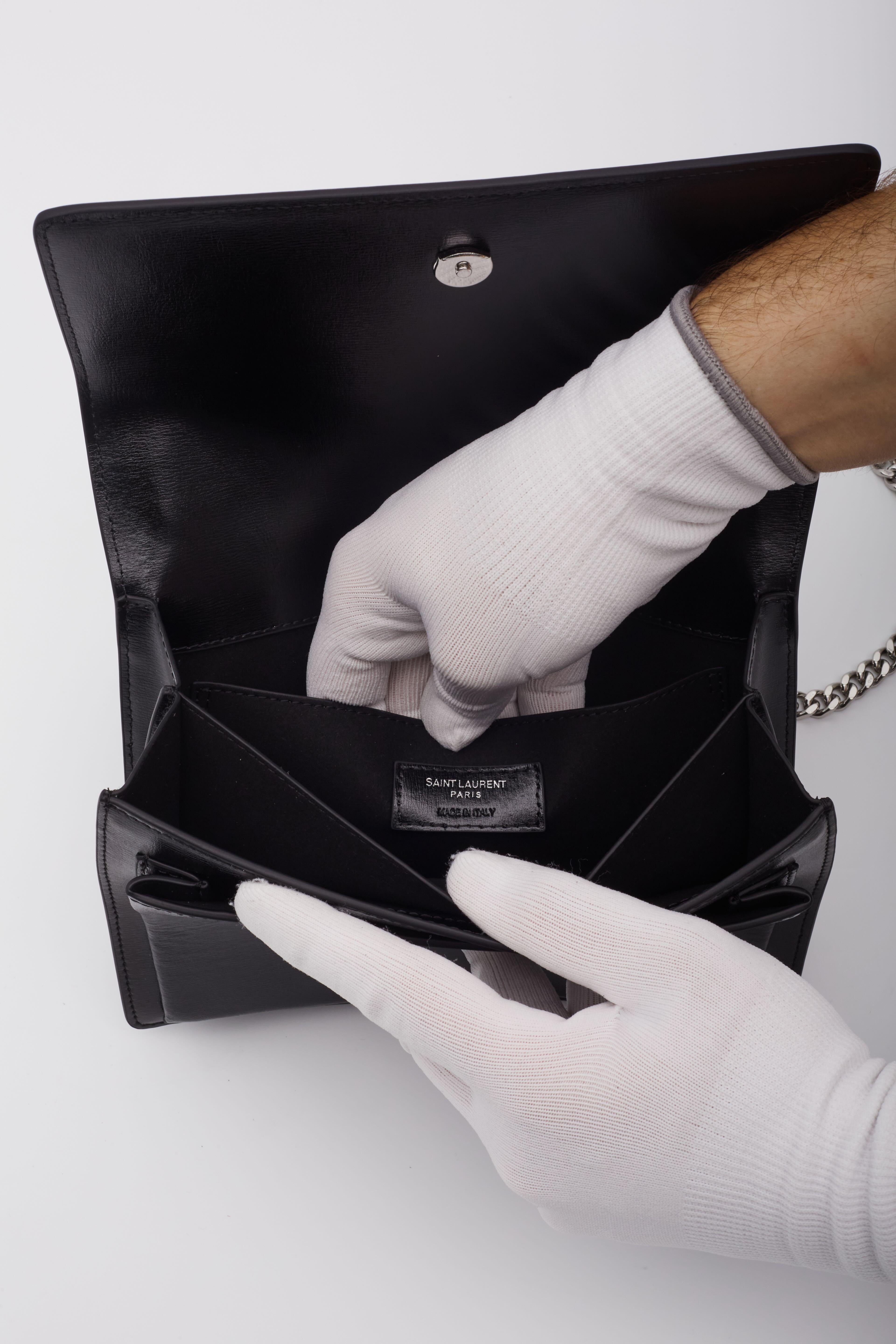 Saint Laurent Black Leather Chain Sunset Shoulder Bag 5