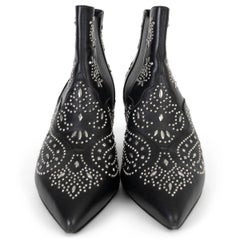 SAINT LAURENT black leather CHARLOTTE STUDDED ANKLE Boots Shoes 39