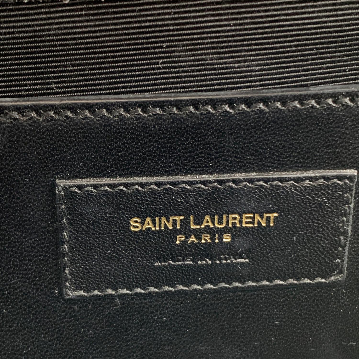 Saint Laurent Black Leather Cherry Print Monogram Clutch Bag 4