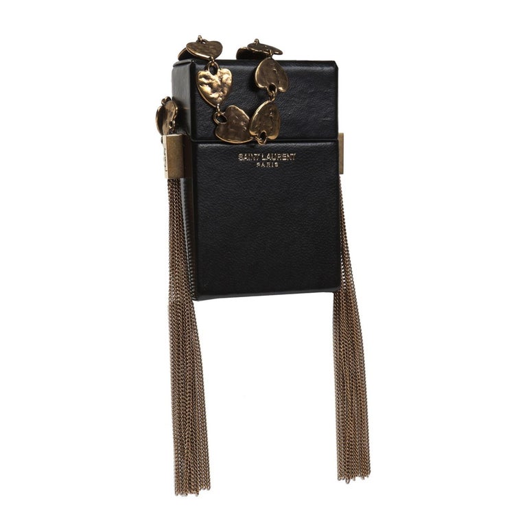 cigarette case bag Saint Laurent Black Leather Cigarette Case Smoking Box (552456) at 1stDibs