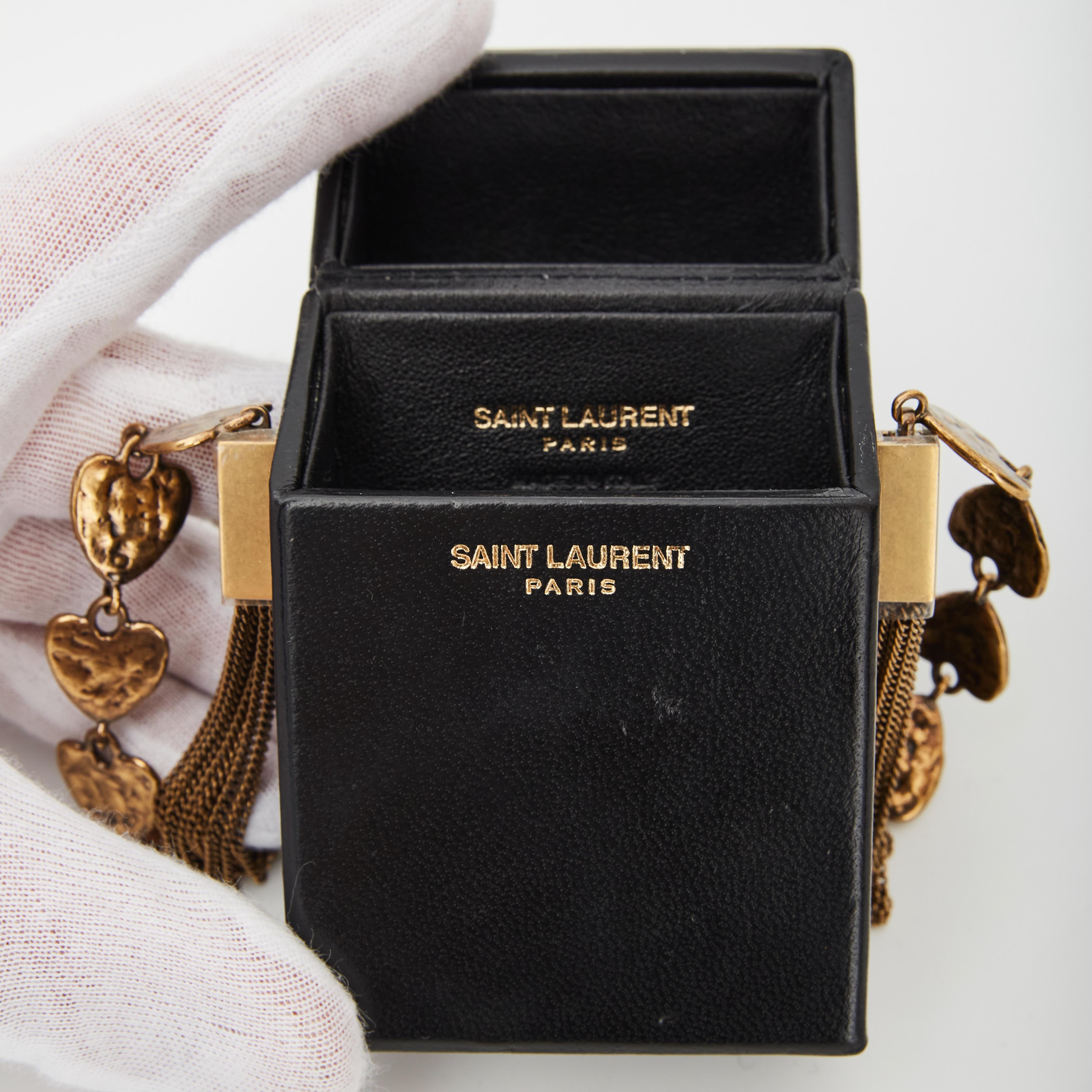 Women's or Men's Saint Laurent Black Leather Cigarette Case Smoking Box (552456) For Sale