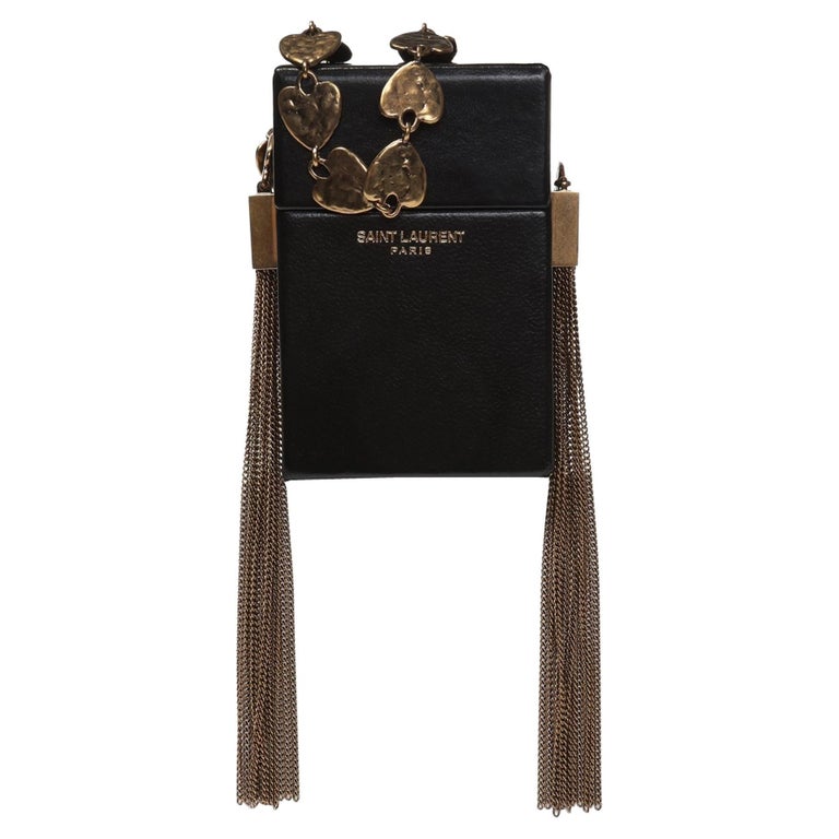 st laurent cigarette case Saint Laurent Black Leather Cigarette Case Smoking Box (552456)