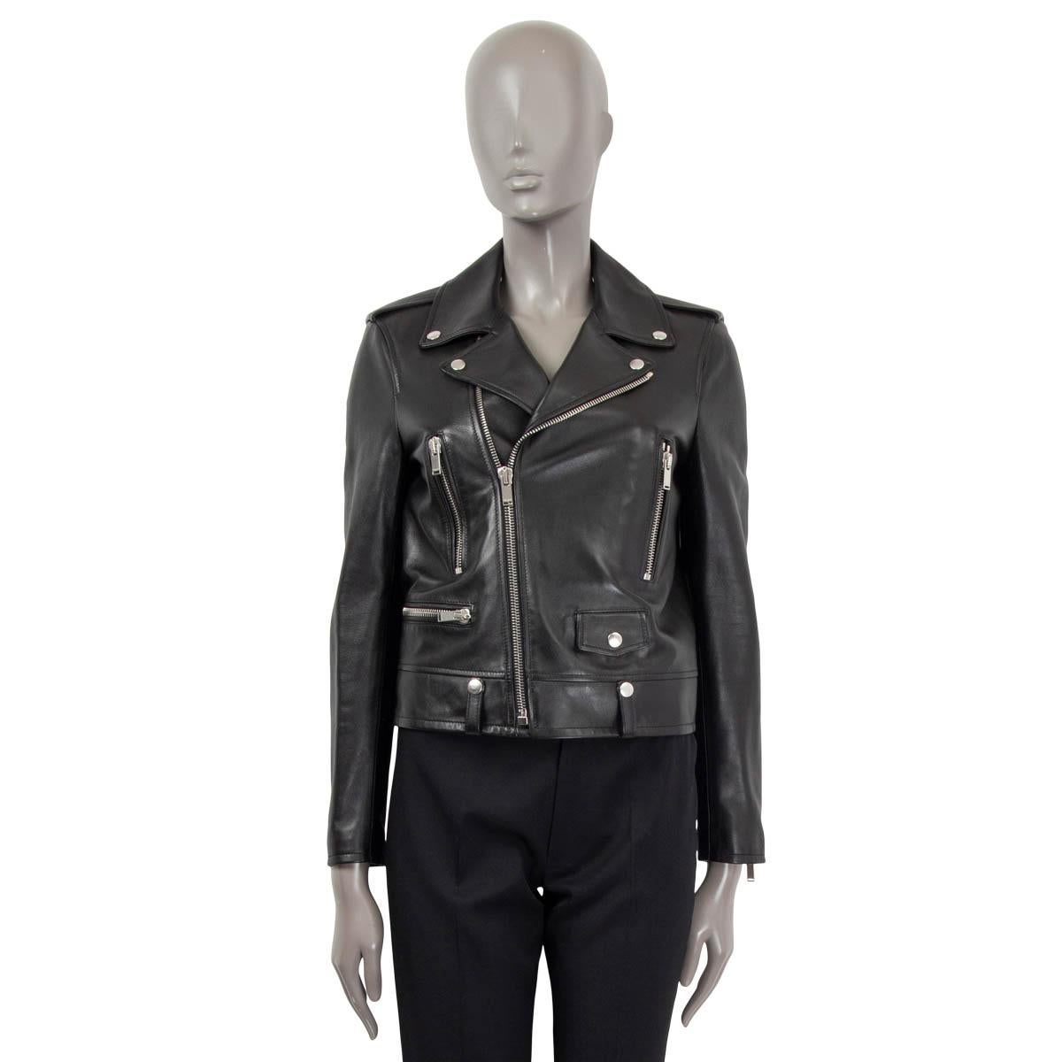 Black SAINT LAURENT black leather CLASSIC BIKER Jacket 40 M For Sale