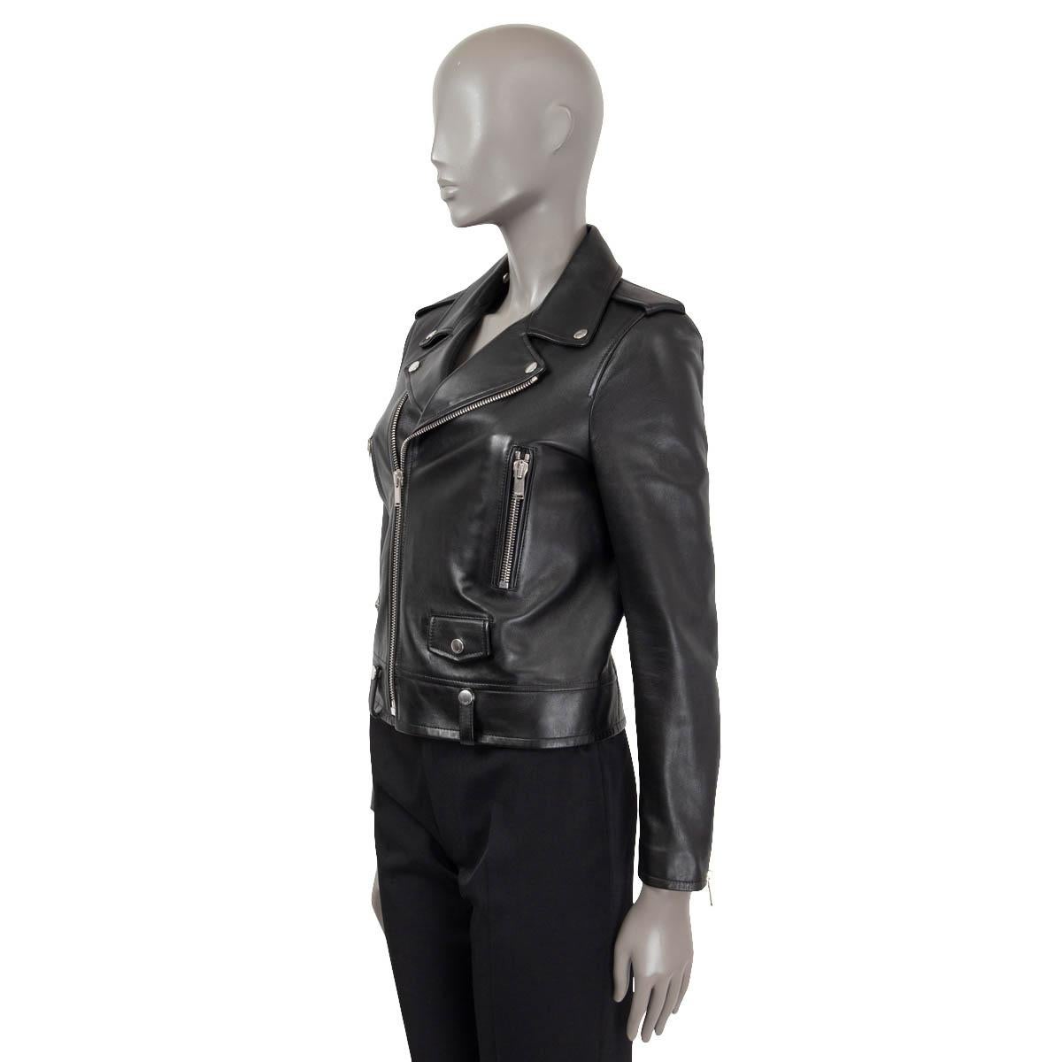 SAINT LAURENT black leather CLASSIC BIKER Jacket 40 M In Excellent Condition For Sale In Zürich, CH
