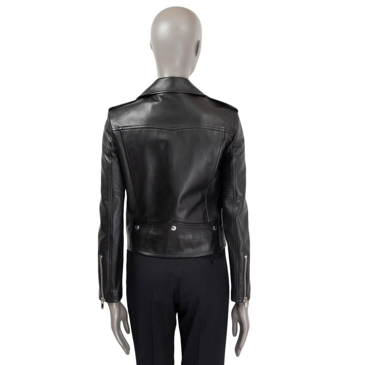 SAINT LAURENT CLASSIC BIKER Jacke aus schwarzem Leder 40 M Damen