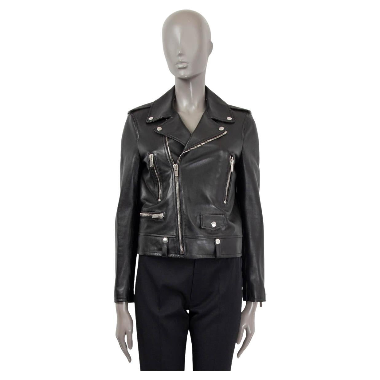 SAINT LAURENT black leather CLASSIC BIKER Jacket 40 M For Sale