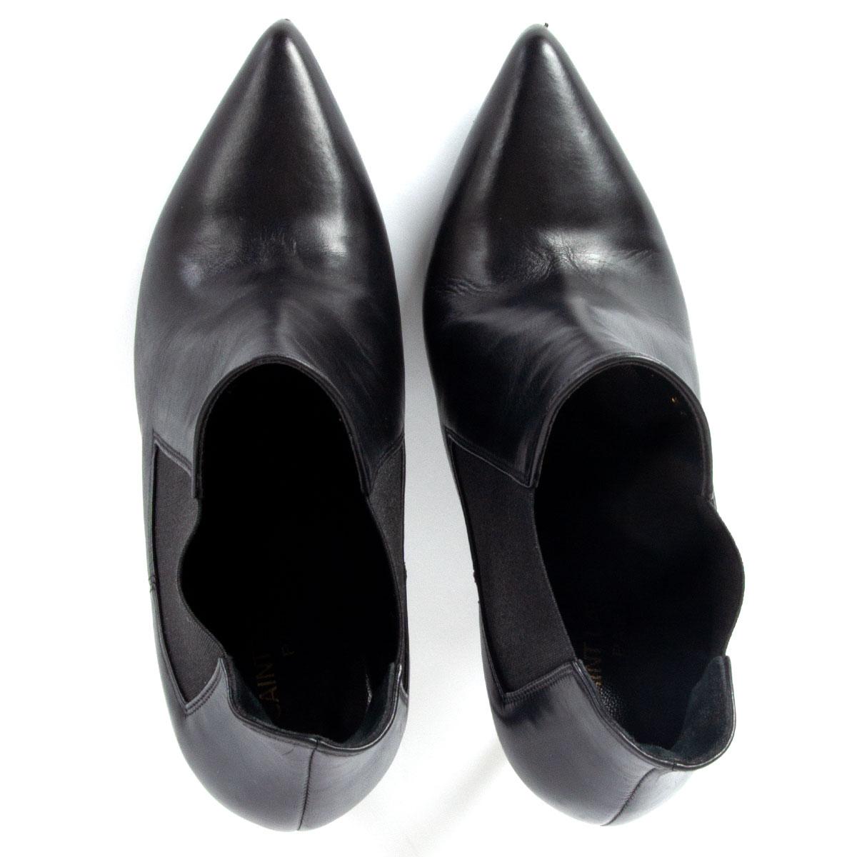 Black SAINT LAURENT black leather CLASSIC PARIS 110 Ankle Boots Shoes 37