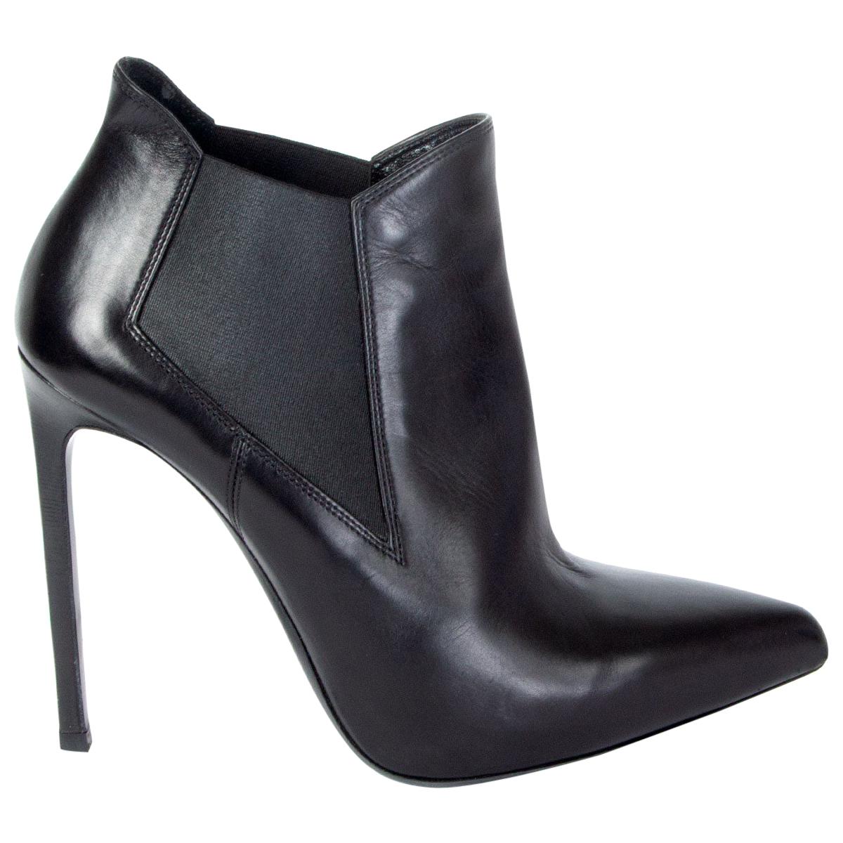 SAINT LAURENT black leather CLASSIC PARIS 110 Ankle Boots Shoes 37