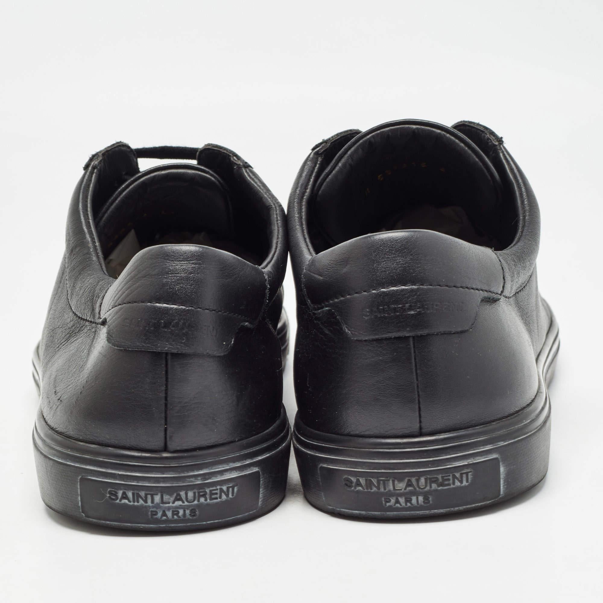 Saint Laurent Black Leather Court Classic Lace Up Sneakers Size 47 1