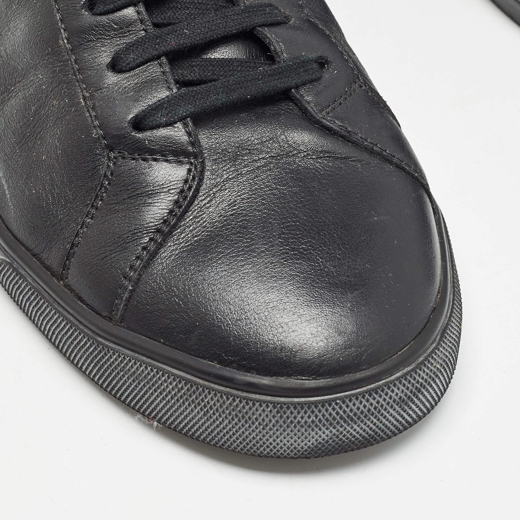 Saint Laurent Black Leather Court Classic Lace Up Sneakers Size 47 3
