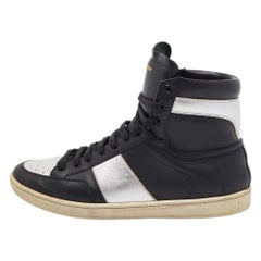Saint Laurent Black Leather Court Classic SL/10h High Top Sneakers Size 42.5