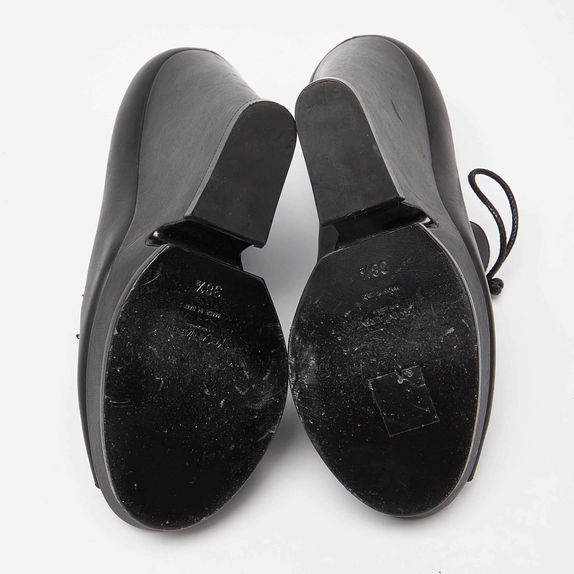 Saint Laurent Botines Hortense de cuña y plataforma en piel negra recortada Talla 38.5 en venta 1