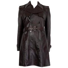 SAINT LAURENT black LEATHER DOUBLE BREASTED TRENCH Coat Jacket S