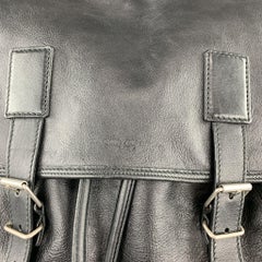 SAINT LAURENT Schwarzer Lederrucksack mit Kordelzug ROCK SACK