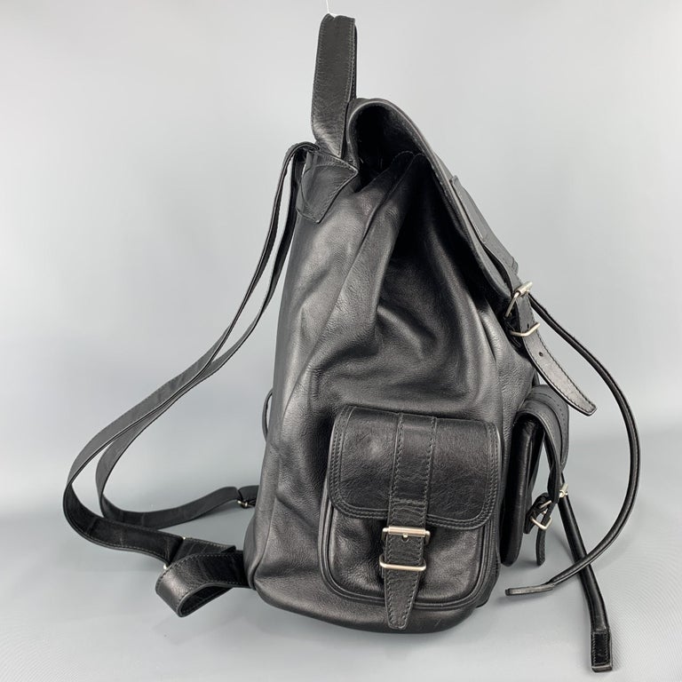 SAINT LAURENT Black Leather Drawstring ROCK SACK Backpack at 1stDibs ...
