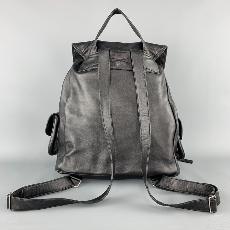SAINT LAURENT Black Leather Drawstring ROCK SACK Backpack at 1stDibs ...