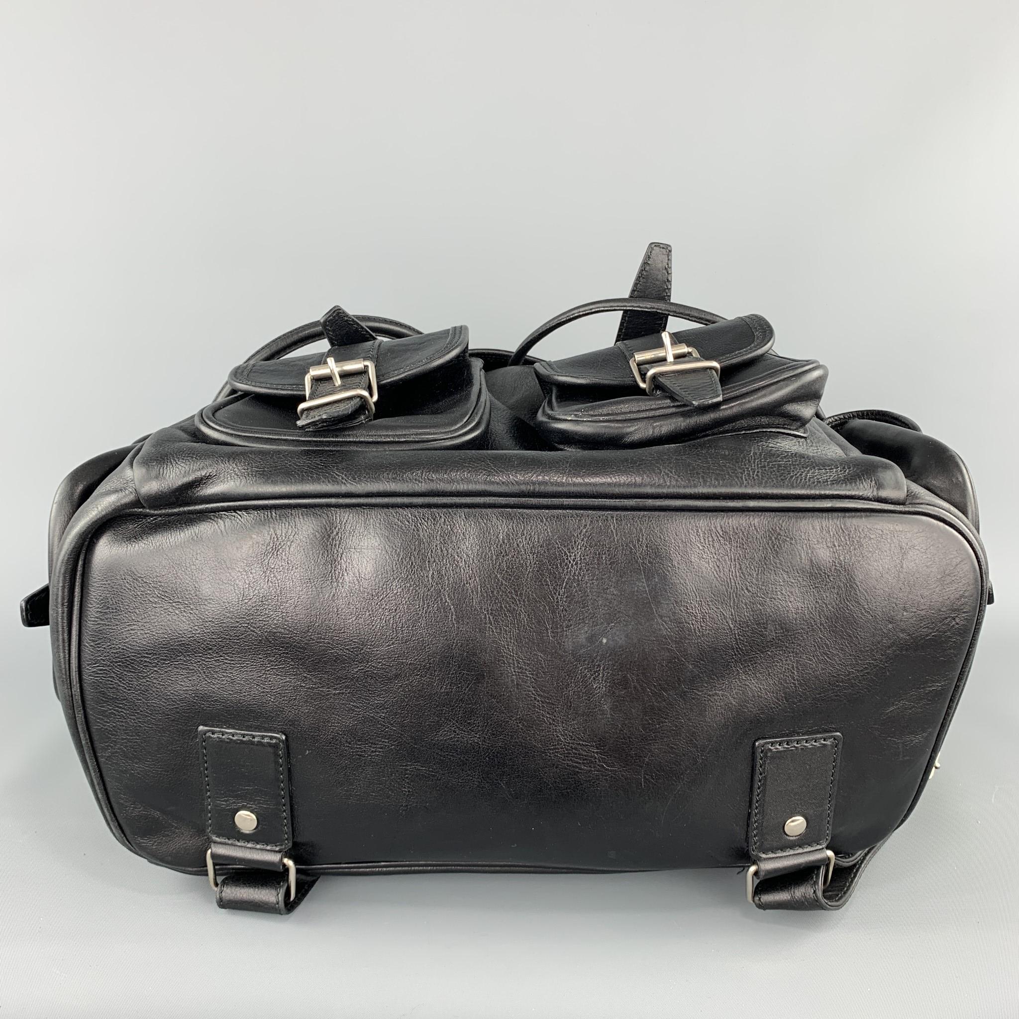 Men's SAINT LAURENT Black Leather Drawstring ROCK SACK Backpack