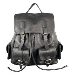SAINT LAURENT Sac à dos ROCK SACK en cuir noir avec cordon de serrage