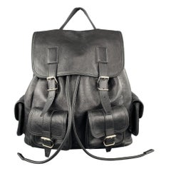 SAINT LAURENT Schwarzer Lederrucksack mit Kordelzug ROCK SACK