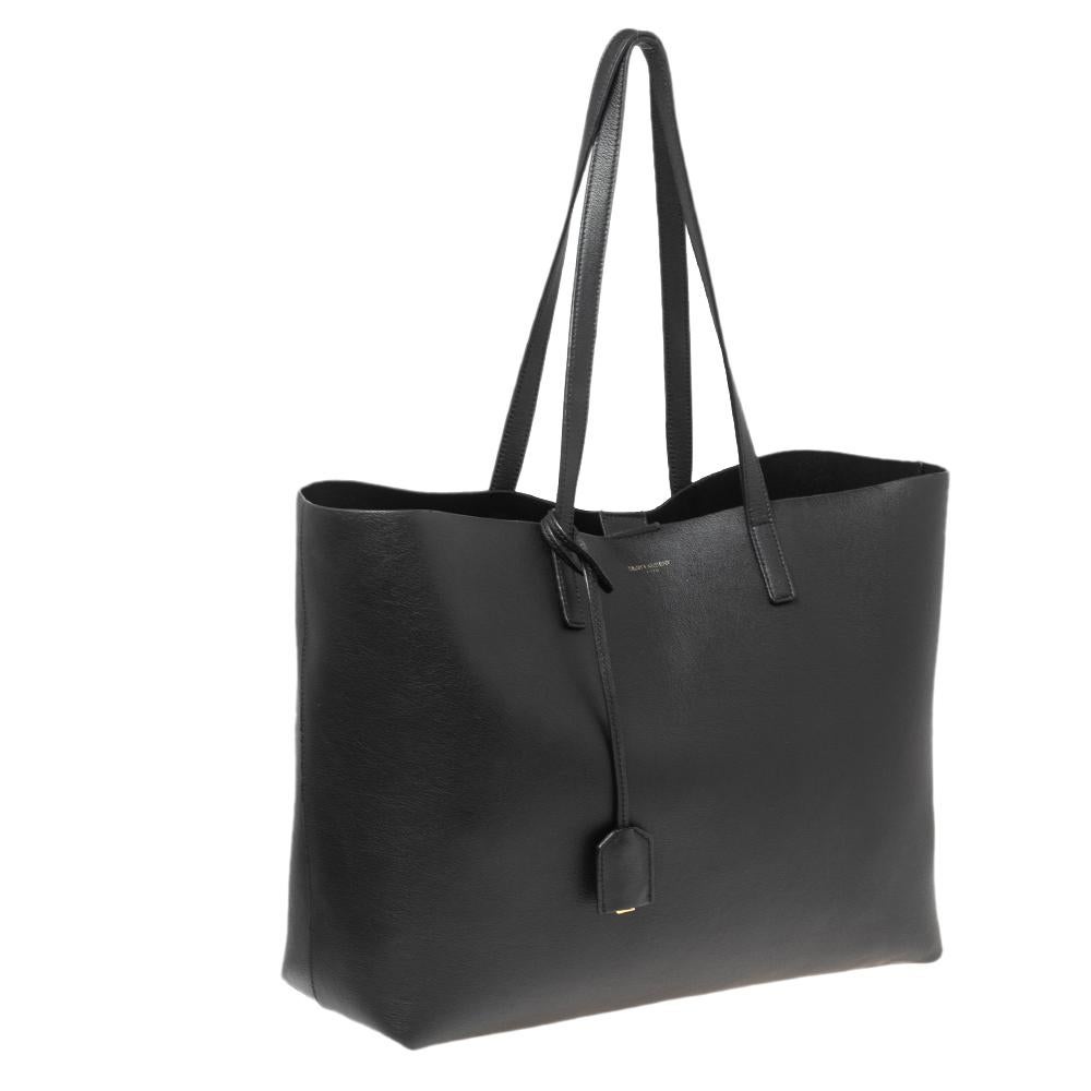 Saint Laurent Black Leather E/W Shopping Tote 6