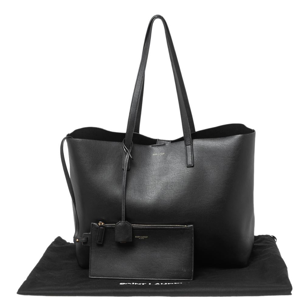 Saint Laurent Black Leather E/W Shopping Tote 2