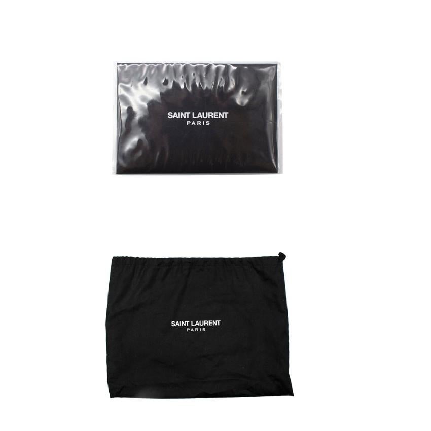 Saint Laurent Black Leather Embossed Crocodile Clutch Bag For Sale 4