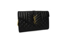 Saint Laurent Black Leather Envelope Bag