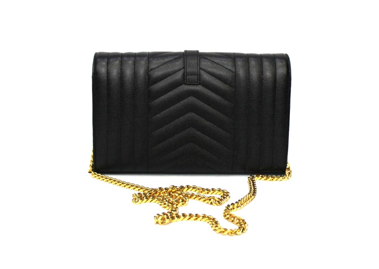 Saint Laurent Black Leather Envelope Bag In Excellent Condition In Torre Del Greco, IT