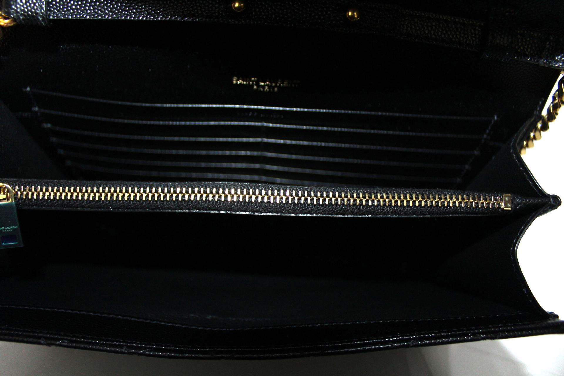 Saint Laurent Black Leather Envelope Bag 1