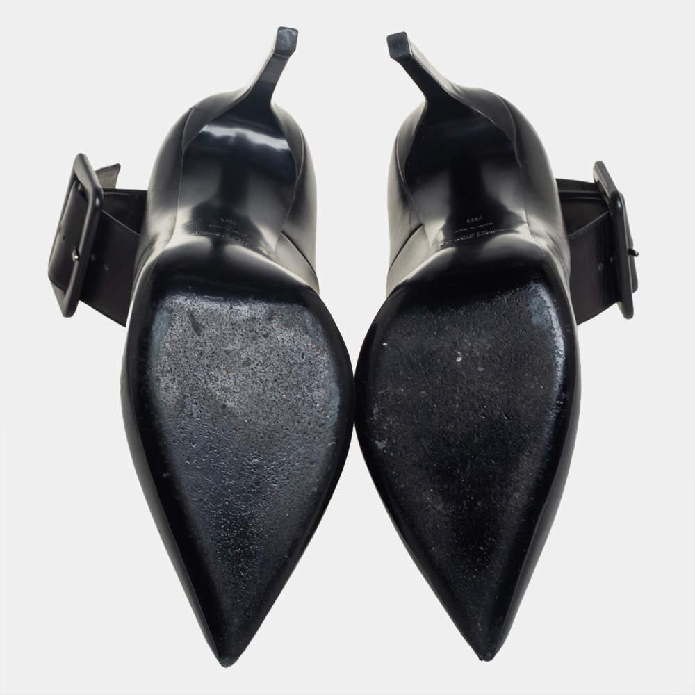 Saint Laurent Black Leather Escarpin Ankle Cuff Pumps Size 39 For Sale 2