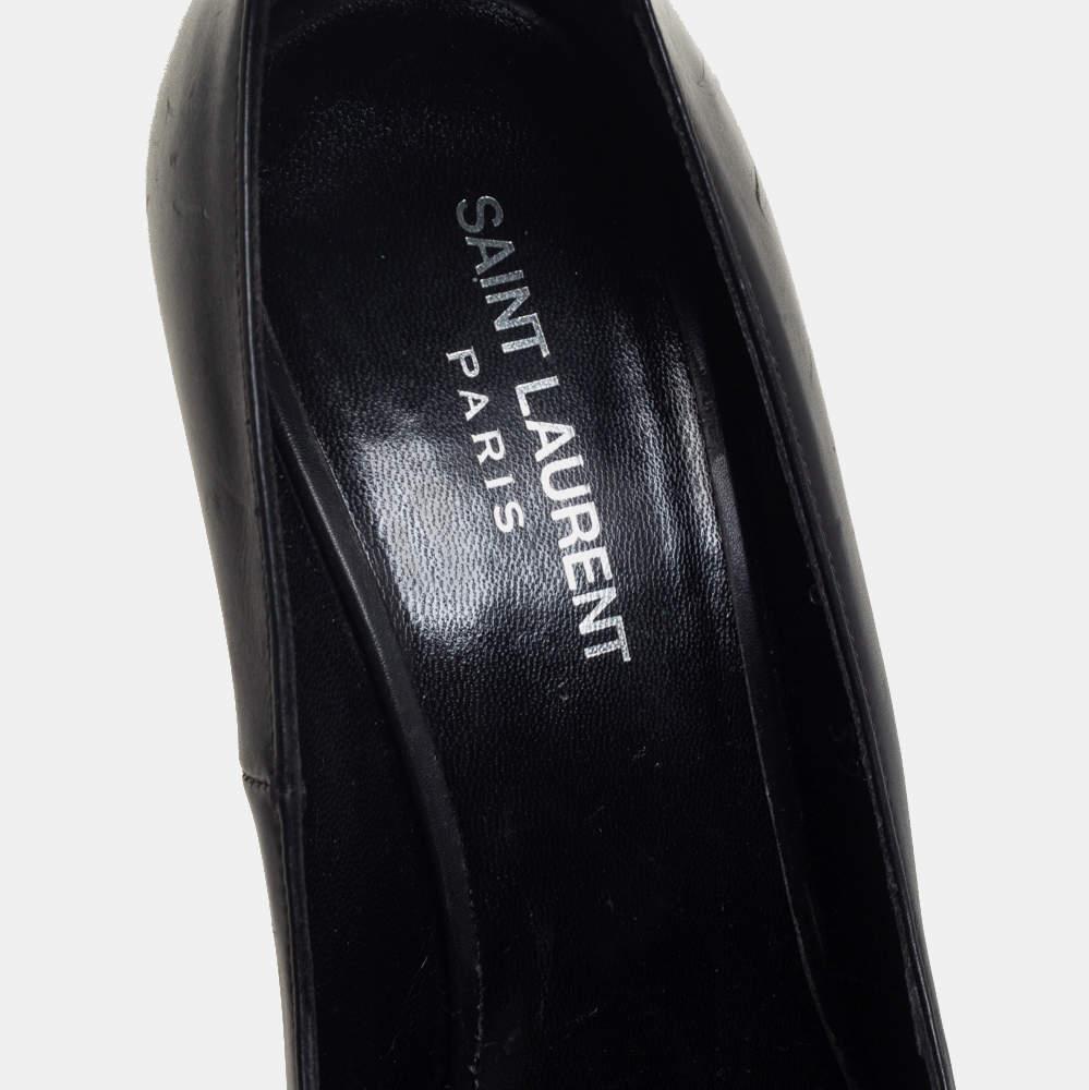 Saint Laurent Black Leather Escarpin Ankle Cuff Pumps Size 39 For Sale 3