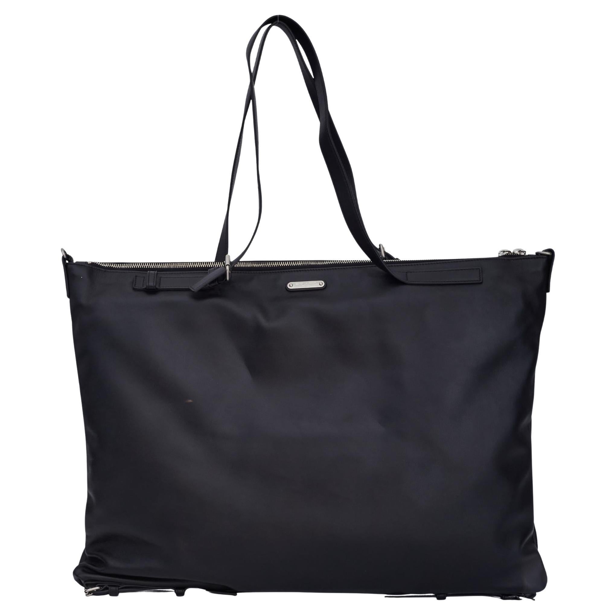 Saint Laurent Black Leather Flat Tote Bag (565740)