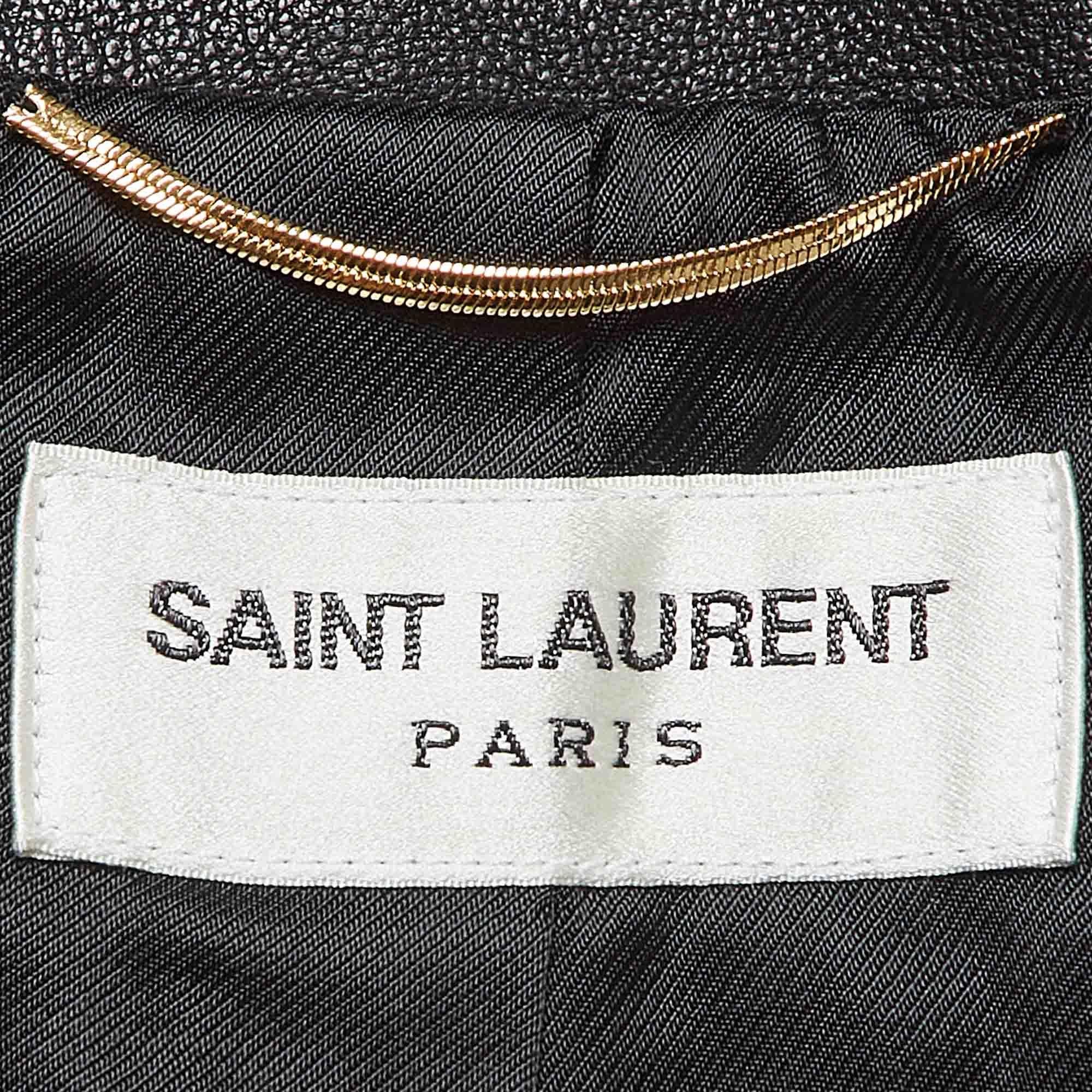 Saint Laurent Black Leather Fringe Detail Vest M 1
