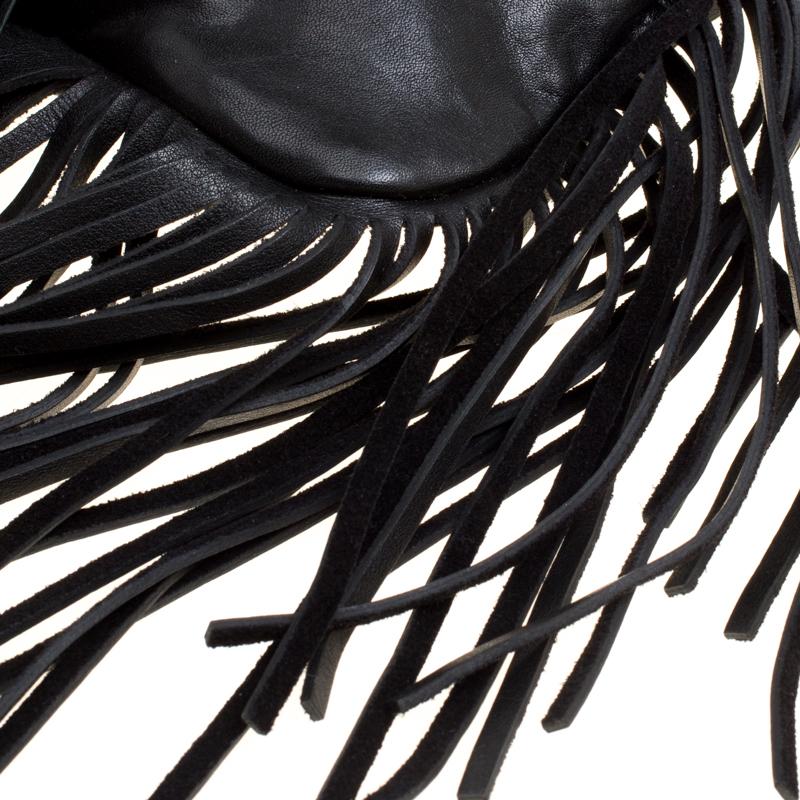 Saint Laurent Black Leather Fringed Anita Crossbody Bag 4