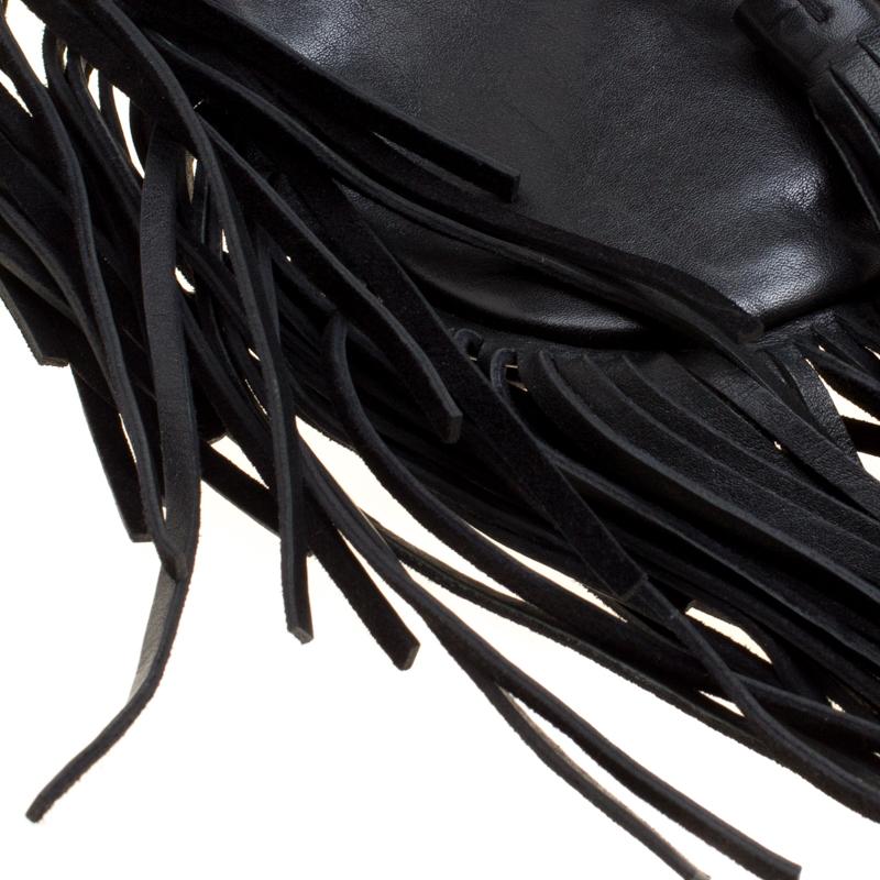 Saint Laurent Black Leather Fringed Anita Crossbody Bag 5