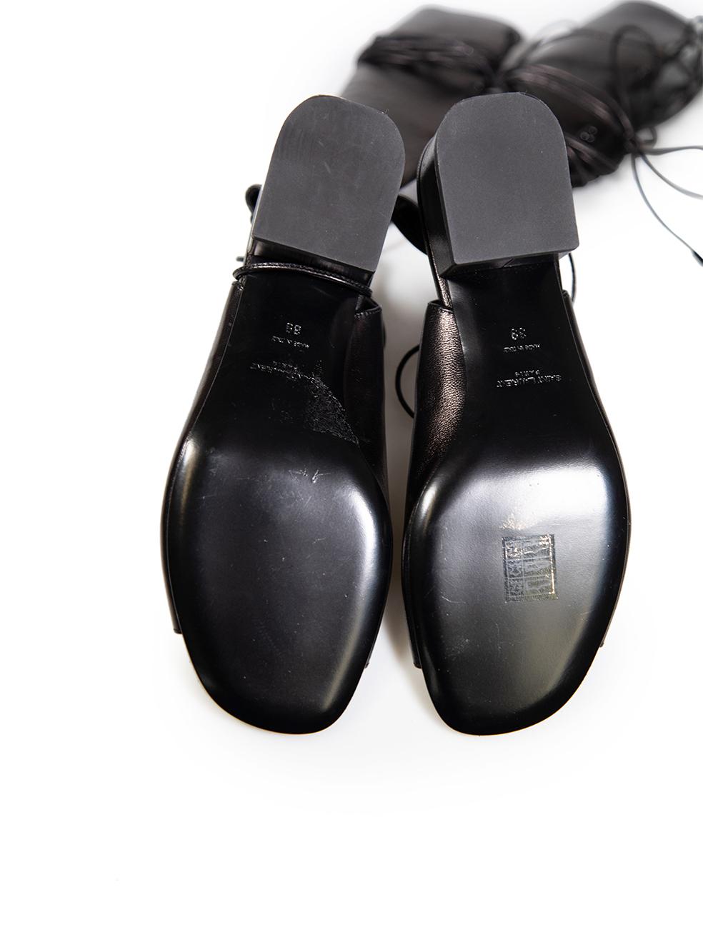 Women's Saint Laurent Black Leather Gladiator Sandals Size IT 39 For Sale