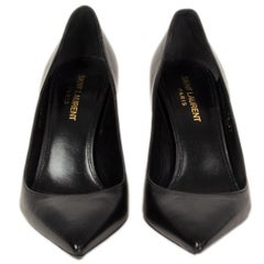 SAINT LAURENT black leather & gold YSL OPYUM Pumps Shoes 37