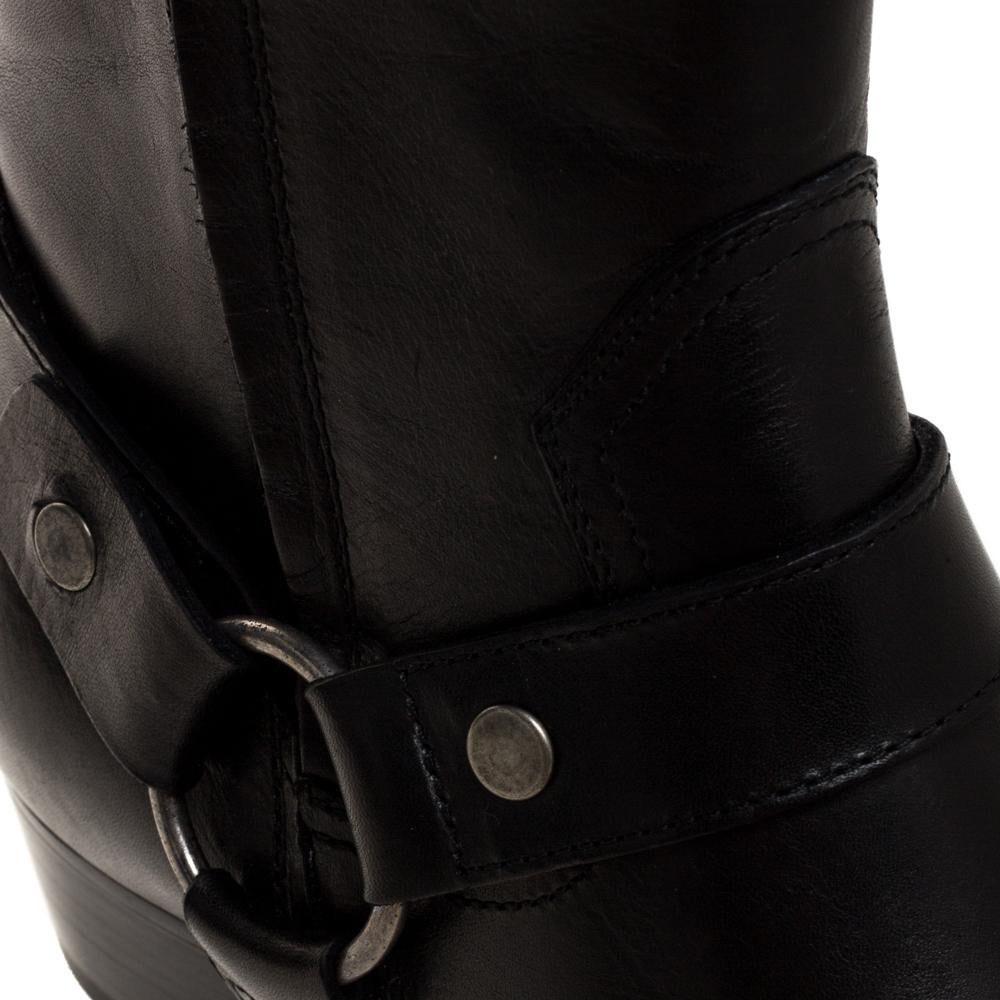 Saint Laurent Black Leather Harness Ankle Boots Size 42 1