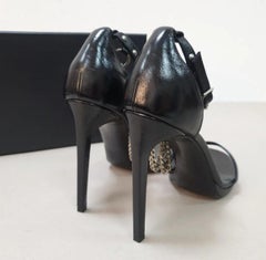 Saint Laurent Black Leather Heeled Sandals Sz.38.5