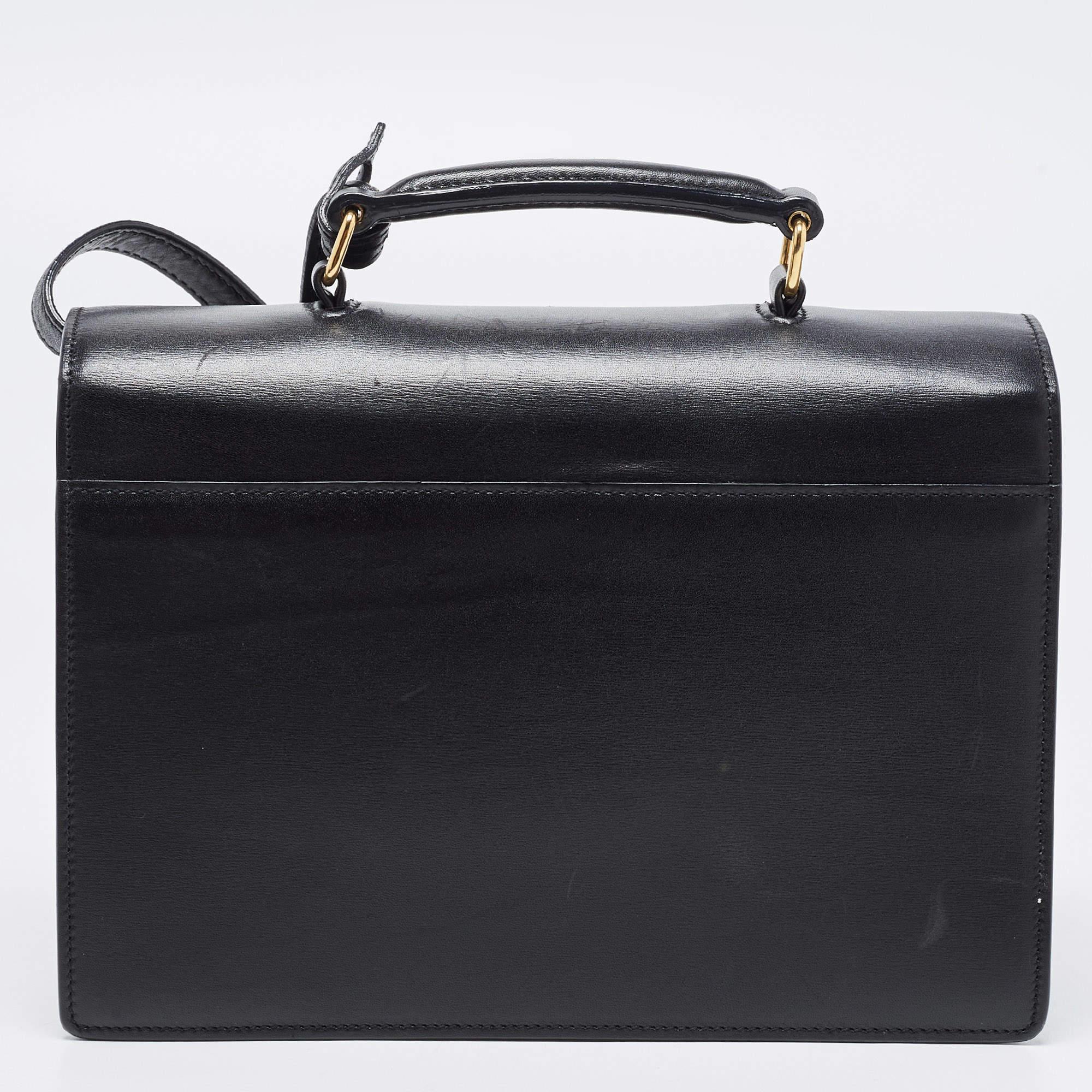 Saint Laurent Black Leather High School Top Handle Bag 7