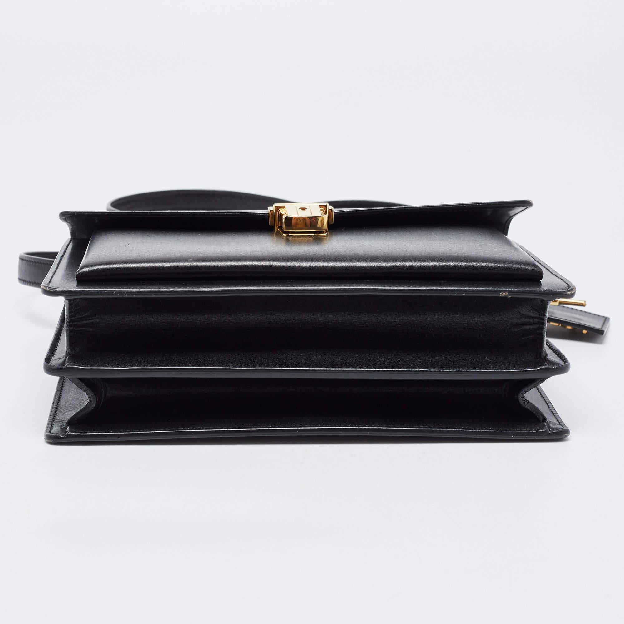 Saint Laurent Black Leather High School Top Handle Bag 8
