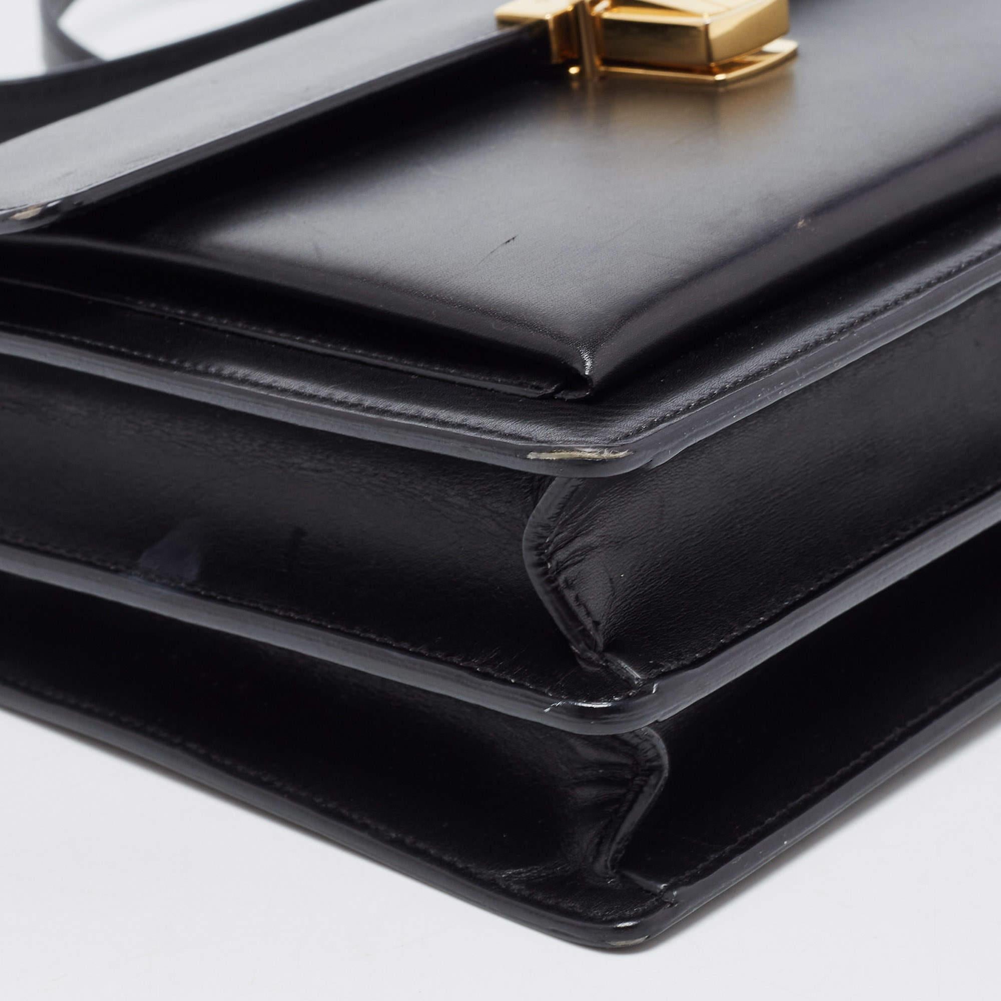 Saint Laurent Black Leather High School Top Handle Bag 9