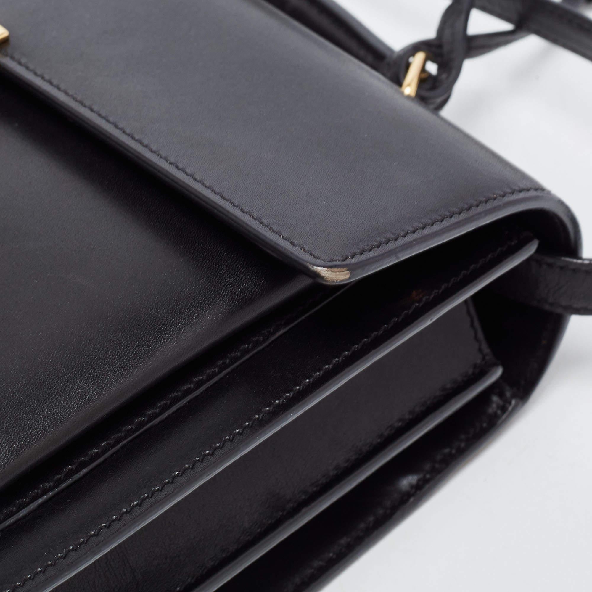 Saint Laurent Black Leather High School Top Handle Bag 11
