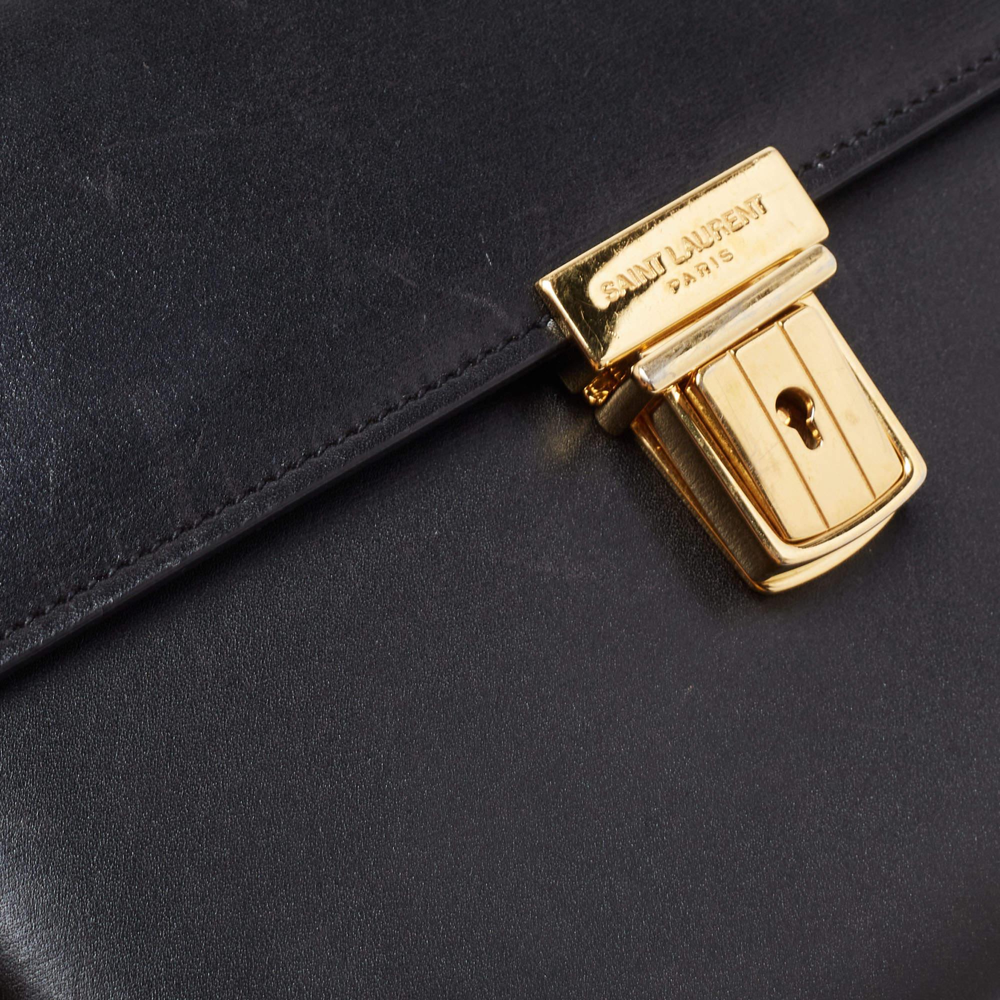 Saint Laurent Black Leather High School Top Handle Bag 14
