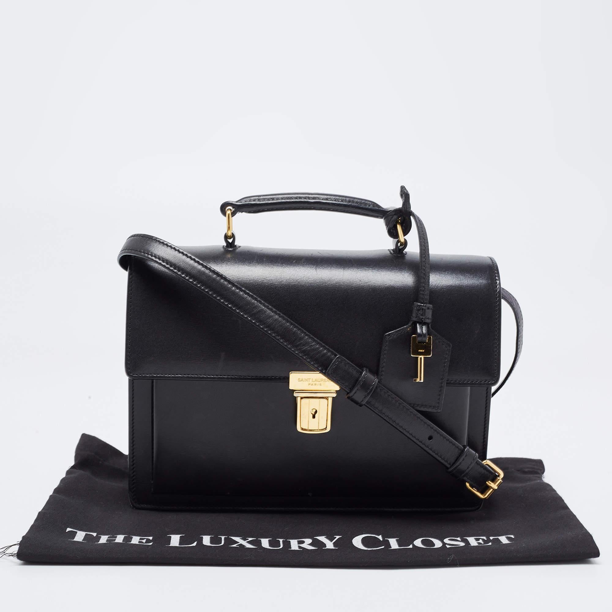 Saint Laurent Black Leather High School Top Handle Bag 15