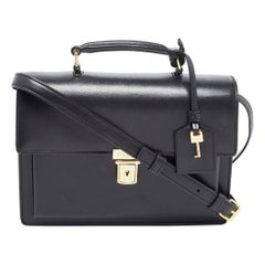 Saint Laurent Black Leather High School Top Handle Bag