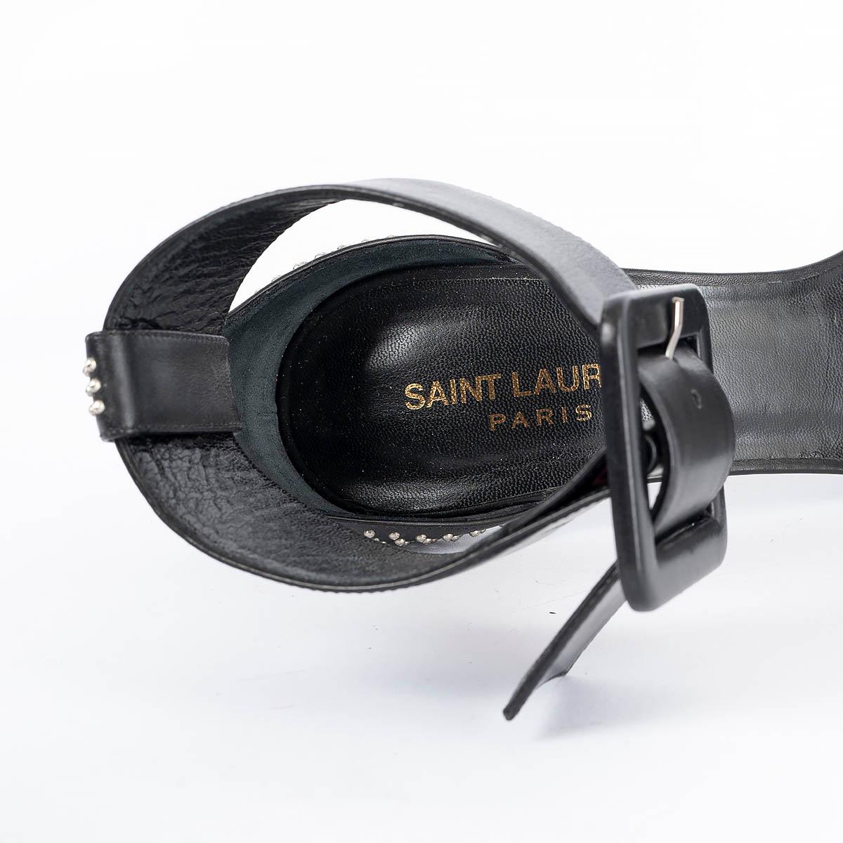 SAINT LAURENT black leather JANE 106 STUDDED Sandals Shoes 38 For Sale 1