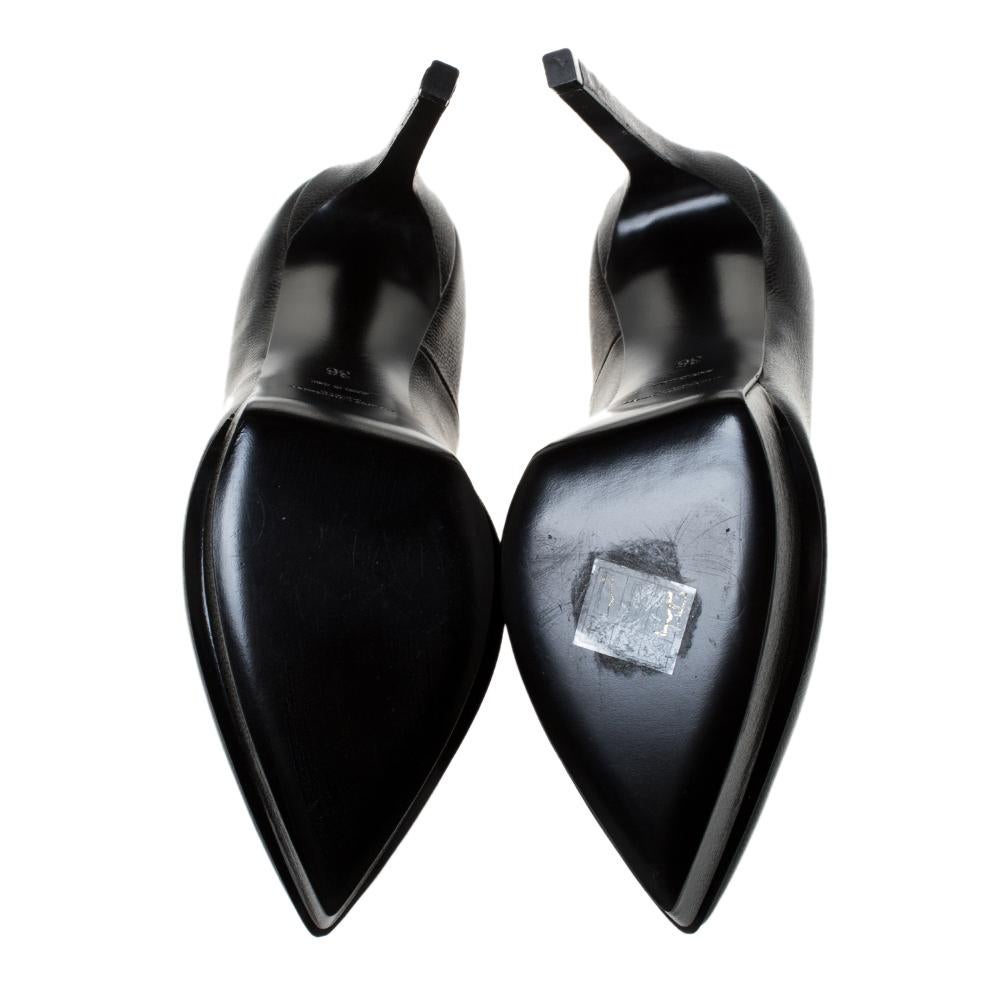 Saint Laurent Black Leather Janis Platform Pumps Size 36 2