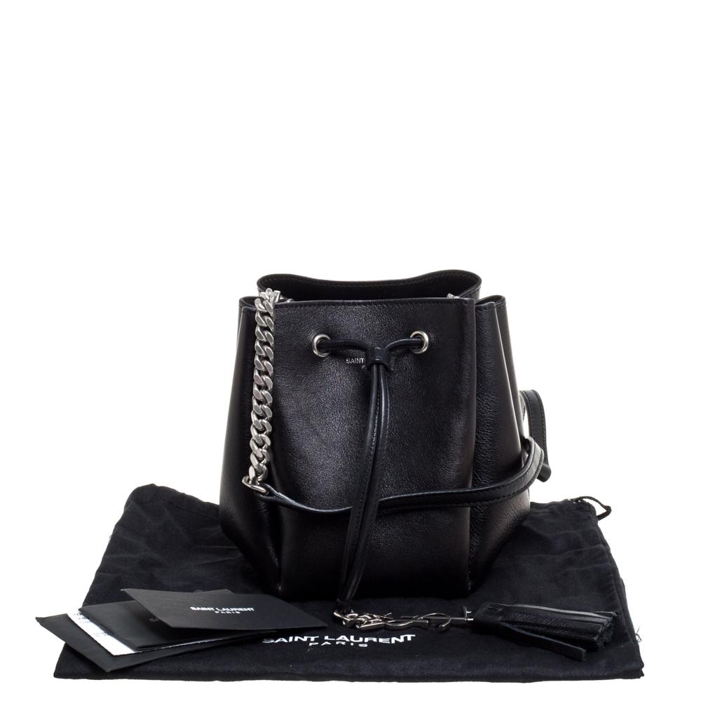 Saint Laurent Black Leather Jen Bucket Crossbody Bag 9